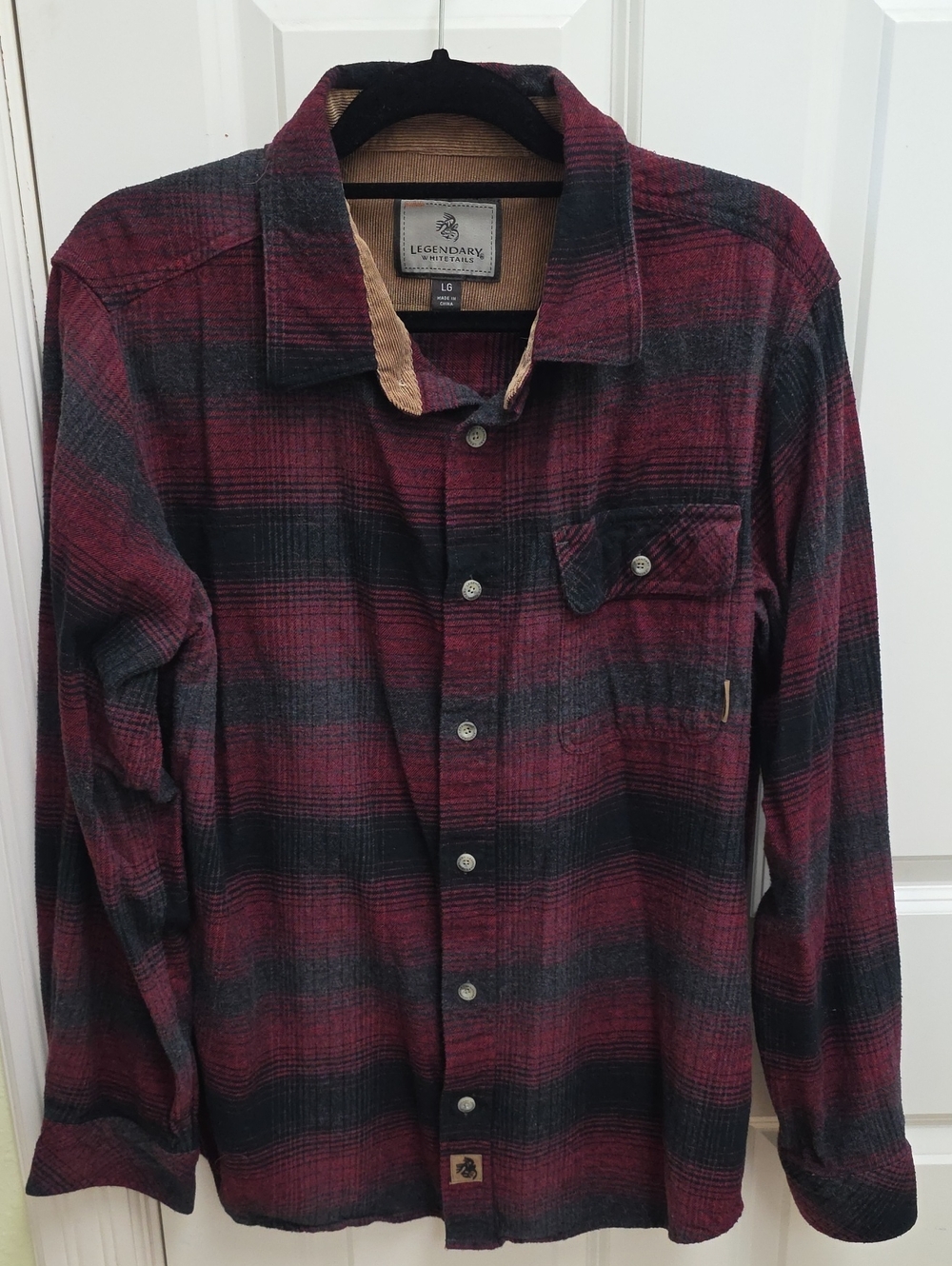 Legendary Whitetails Men's Dark Red and Black Plaid Button-Down Shirt